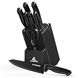 ACOQOOS Messerblock mit Messer10-teilig, Messerset mit integriertem Schärfer für den Küchengebrauch - küchenmesser Set Schwarz
