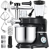 KESSER® 3 in 1 Universal Küchenmaschine K-KM 3000 mit Fleischwolf Knetmaschine Multifuntionale Rührmaschine 5,5L Schüssel mit 3 Rührwerkzeuge, 1,5L Entsafter, Wurst Set, Pasta & Plätzchenformen Black